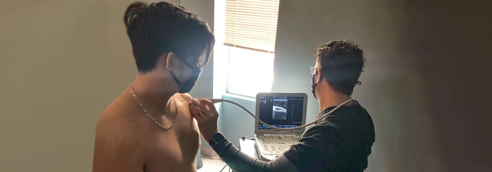 Chiropractic Towson MD Patient Receiving Muscuoloskeletal Ultrasound